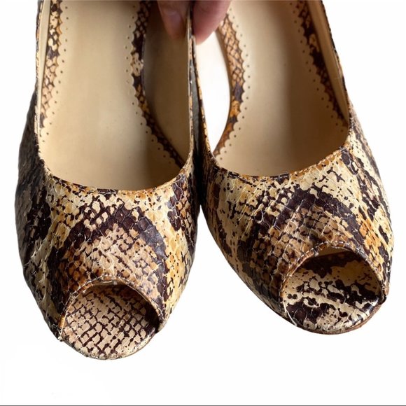 Oscar de la Renta Open Toes Snakeskin Heels Shoes - Picture 6 of 8